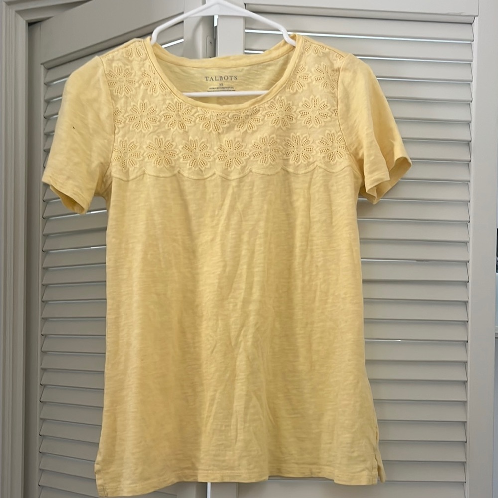 Talbots Yellow Fitted Short Sleeve T-Shirt